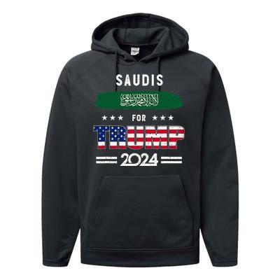 Saudis For Trump 2024 Saudi Arabia Flag Patriotic Supporter Performance Fleece Hoodie