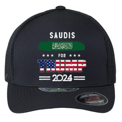 Saudis For Trump 2024 Saudi Arabia Flag Patriotic Supporter Flexfit Unipanel Trucker Cap