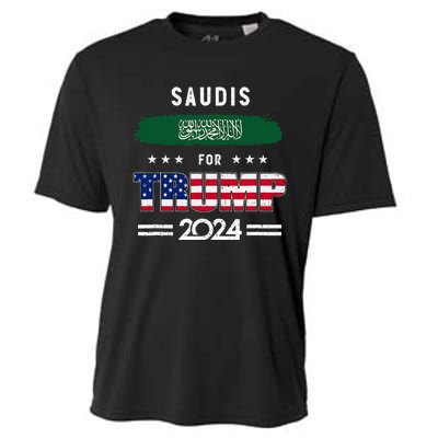 Saudis For Trump 2024 Saudi Arabia Flag Patriotic Supporter Cooling Performance Crew T-Shirt