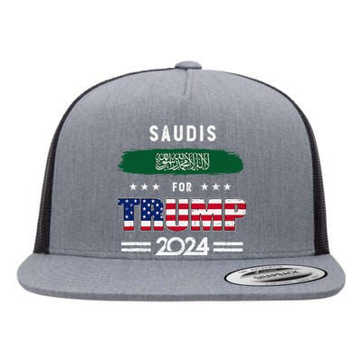 Saudis For Trump 2024 Saudi Arabia Flag Patriotic Supporter Flat Bill Trucker Hat