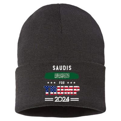 Saudis For Trump 2024 Saudi Arabia Flag Patriotic Supporter Sustainable Knit Beanie