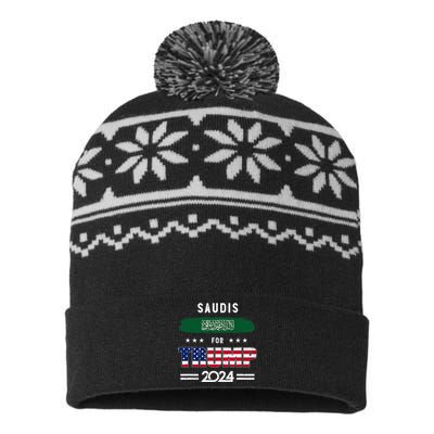 Saudis For Trump 2024 Saudi Arabia Flag Patriotic Supporter USA-Made Snowflake Beanie