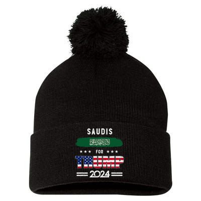 Saudis For Trump 2024 Saudi Arabia Flag Patriotic Supporter Pom Pom 12in Knit Beanie