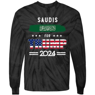 Saudis For Trump 2024 Saudi Arabia Flag Patriotic Supporter Tie-Dye Long Sleeve Shirt