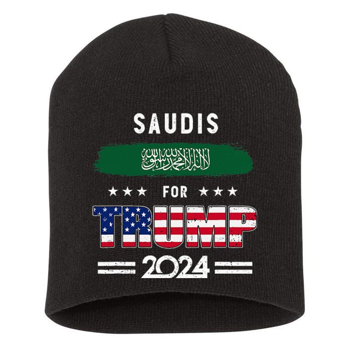 Saudis For Trump 2024 Saudi Arabia Flag Patriotic Supporter Short Acrylic Beanie