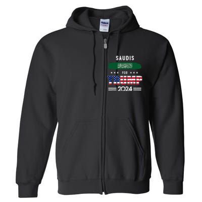 Saudis For Trump 2024 Saudi Arabia Flag Patriotic Supporter Full Zip Hoodie