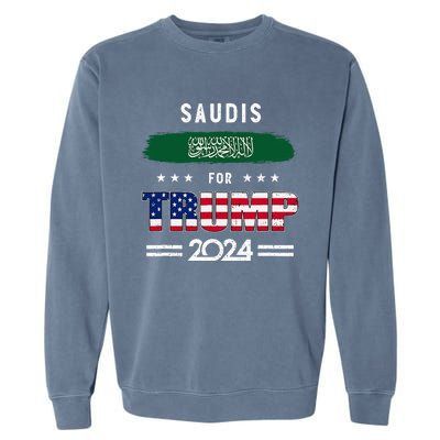 Saudis For Trump 2024 Saudi Arabia Flag Patriotic Supporter Garment-Dyed Sweatshirt