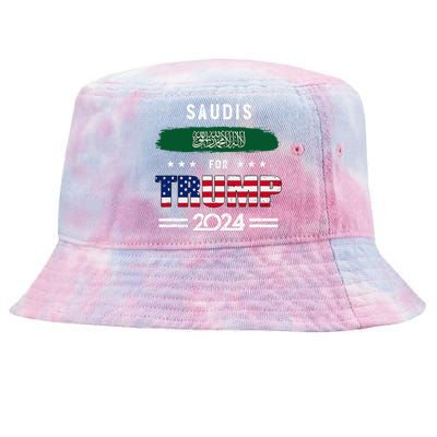 Saudis For Trump 2024 Saudi Arabia Flag Patriotic Supporter Tie-Dyed Bucket Hat