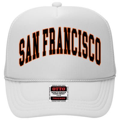 San Francisco Text High Crown Mesh Back Trucker Hat