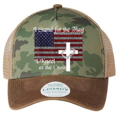 Stand For The Flag, I Kneel At The Cross Patriotic Christian Legacy Tie Dye Trucker Hat