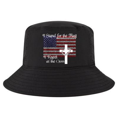 Stand For The Flag, I Kneel At The Cross Patriotic Christian Cool Comfort Performance Bucket Hat