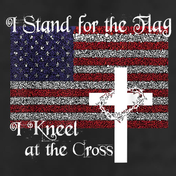 Stand For The Flag, I Kneel At The Cross Patriotic Christian Garment-Dyed Fleece Hoodie