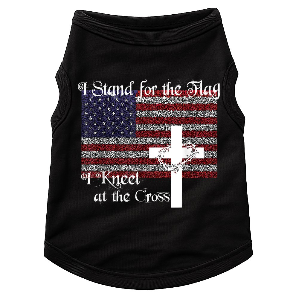 Stand For The Flag, I Kneel At The Cross Patriotic Christian Doggie Tank