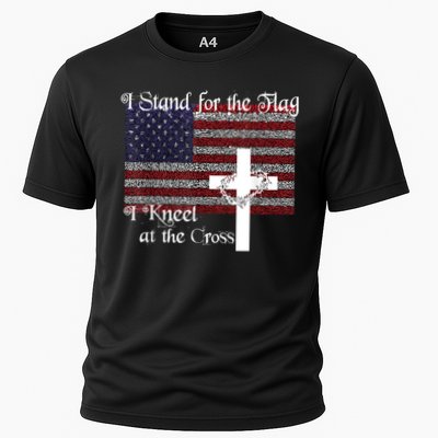 Stand For The Flag, I Kneel At The Cross Patriotic Christian Performance Shirt