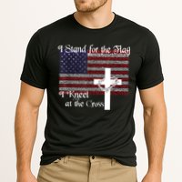 Stand For The Flag, I Kneel At The Cross Patriotic Christian Performance Shirt