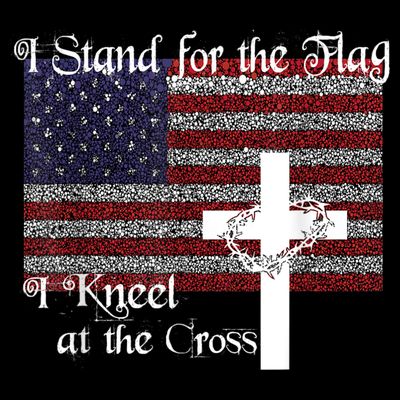 Stand For The Flag, I Kneel At The Cross Patriotic Christian T-Shirt
