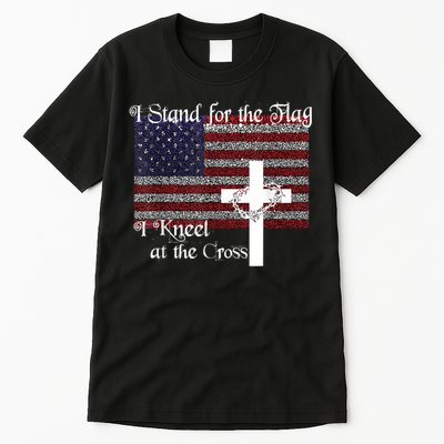 Stand For The Flag, I Kneel At The Cross Patriotic Christian Tall T-Shirt