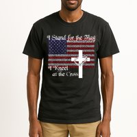 Stand For The Flag, I Kneel At The Cross Patriotic Christian Tall T-Shirt