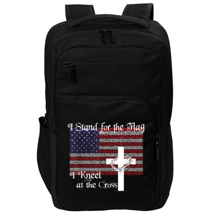 Stand For The Flag, I Kneel At The Cross Patriotic Christian Impact Tech Backpack