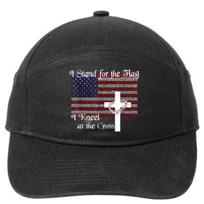 Stand For The Flag, I Kneel At The Cross Patriotic Christian 7-Panel Snapback Hat