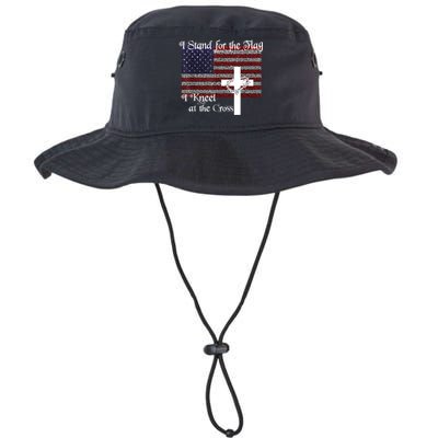 Stand For The Flag, I Kneel At The Cross Patriotic Christian Bucket Hat