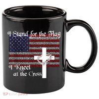 Stand For The Flag, I Kneel At The Cross Patriotic Christian 11oz C Handle Ceramic Mug