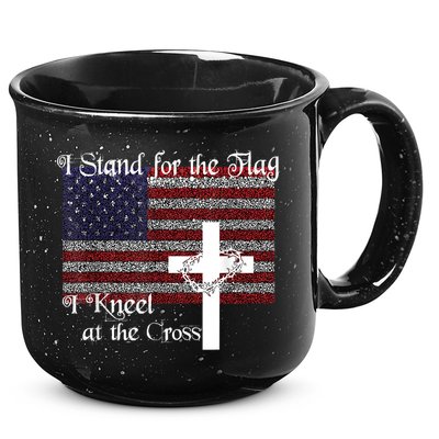 Stand For The Flag, I Kneel At The Cross Patriotic Christian 15oz Campfire Ceramic Mug