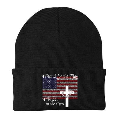 Stand For The Flag, I Kneel At The Cross Patriotic Christian Beanie