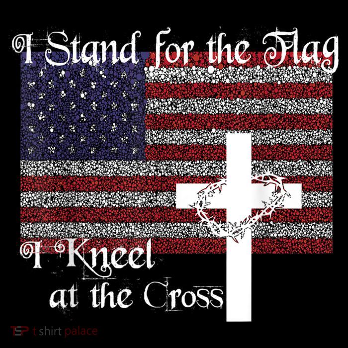 Stand For The Flag, I Kneel At The Cross Patriotic Christian 16 in Basic Backpack