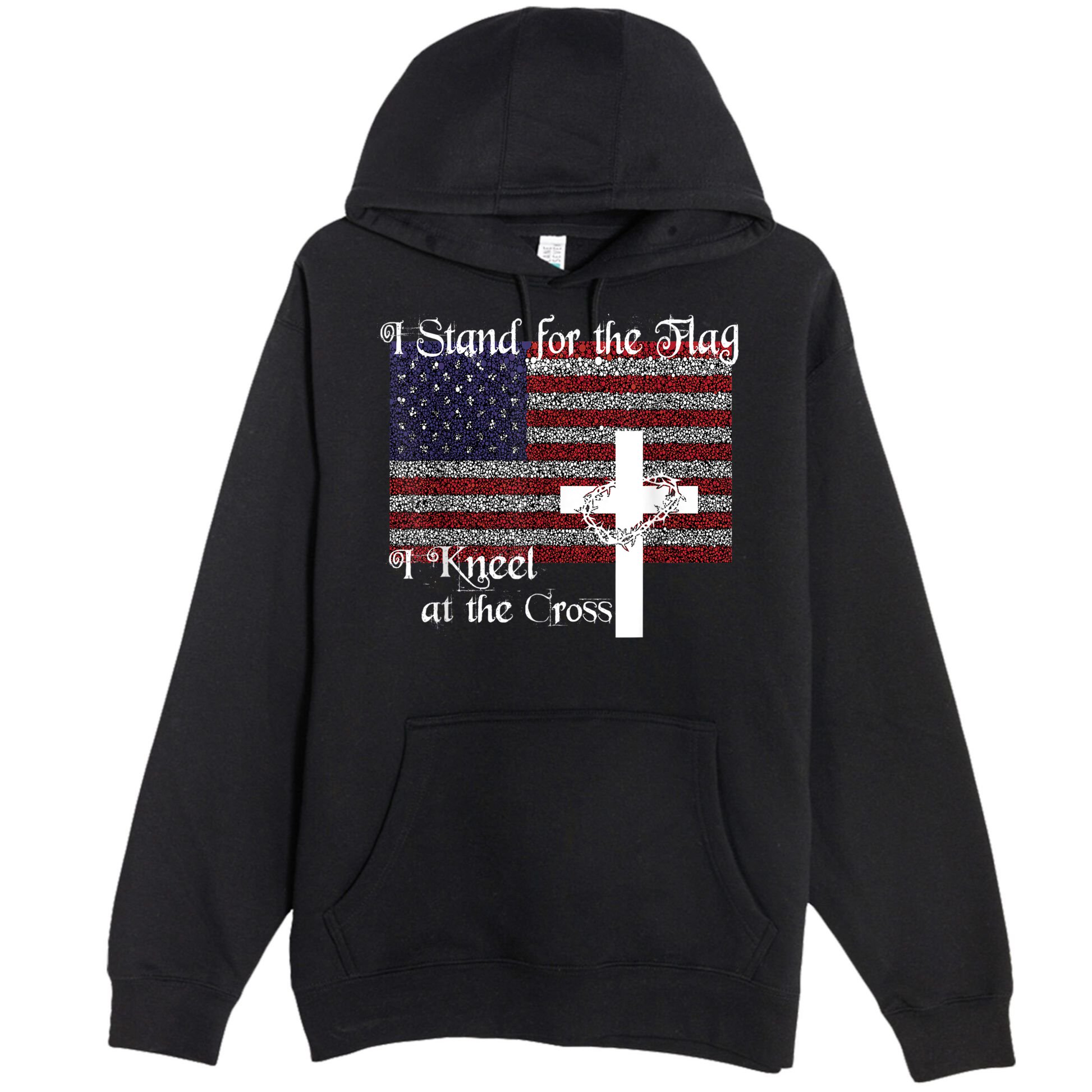 Stand For The Flag, I Kneel At The Cross Patriotic Christian Premium Pullover Hoodie