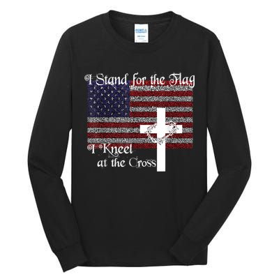 Stand For The Flag, I Kneel At The Cross Patriotic Christian Tall Long Sleeve T-Shirt