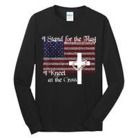 Stand For The Flag, I Kneel At The Cross Patriotic Christian Tall Long Sleeve T-Shirt