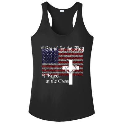 Stand For The Flag, I Kneel At The Cross Patriotic Christian Ladies PosiCharge Competitor Racerback Tank