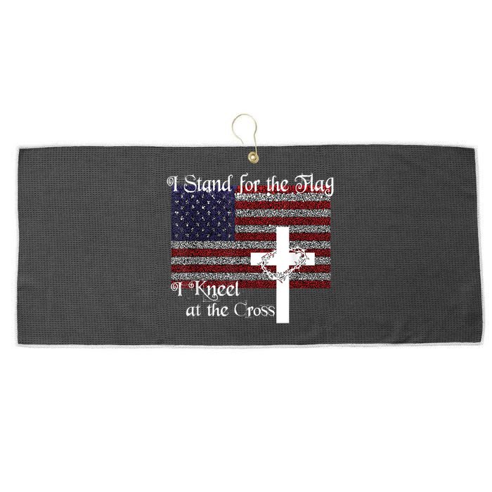 Stand For The Flag, I Kneel At The Cross Patriotic Christian Large Microfiber Waffle Golf Towel