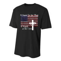 Stand For The Flag, I Kneel At The Cross Patriotic Christian Youth Performance Sprint T-Shirt