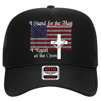 Stand For The Flag, I Kneel At The Cross Patriotic Christian Trucker Hat