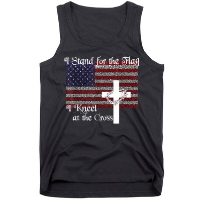 Stand For The Flag, I Kneel At The Cross Patriotic Christian Tank Top