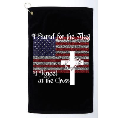 Stand For The Flag, I Kneel At The Cross Patriotic Christian Golf Towel