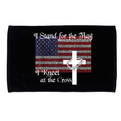 Stand For The Flag, I Kneel At The Cross Patriotic Christian Microfiber Hand Towel