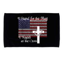 Stand For The Flag, I Kneel At The Cross Patriotic Christian Microfiber Hand Towel