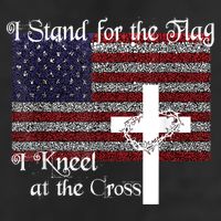 Stand For The Flag, I Kneel At The Cross Patriotic Christian Microfiber Hand Towel
