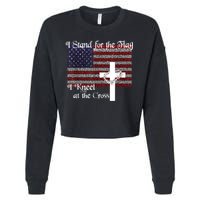 Stand For The Flag, I Kneel At The Cross Patriotic Christian Cropped Pullover Crew
