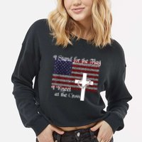 Stand For The Flag, I Kneel At The Cross Patriotic Christian Cropped Pullover Crew