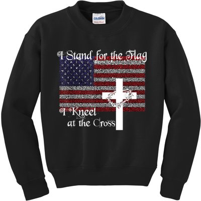Stand For The Flag, I Kneel At The Cross Patriotic Christian Kids Sweatshirt