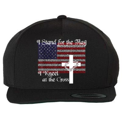 Stand For The Flag, I Kneel At The Cross Patriotic Christian Wool Snapback Cap