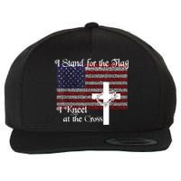Stand For The Flag, I Kneel At The Cross Patriotic Christian Wool Snapback Cap