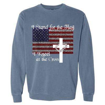 Stand For The Flag, I Kneel At The Cross Patriotic Christian Garment-Dyed Sweatshirt
