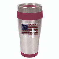 Stand For The Flag, I Kneel At The Cross Patriotic Christian 16oz Travel Tumbler