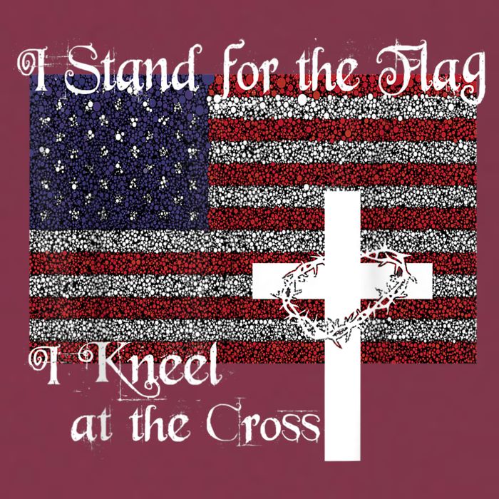 Stand For The Flag, I Kneel At The Cross Patriotic Christian 16oz Travel Tumbler