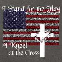 Stand For The Flag, I Kneel At The Cross Patriotic Christian Cotton Canvas Backpack